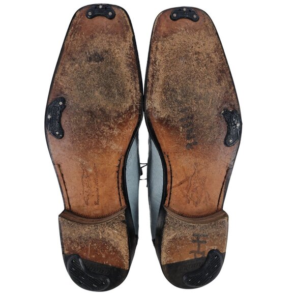 Vintage Mauri Exotic Alligator Ostrich Navy Blue Dress Shoes Mens 12 M Italy - Picture 3 of 13